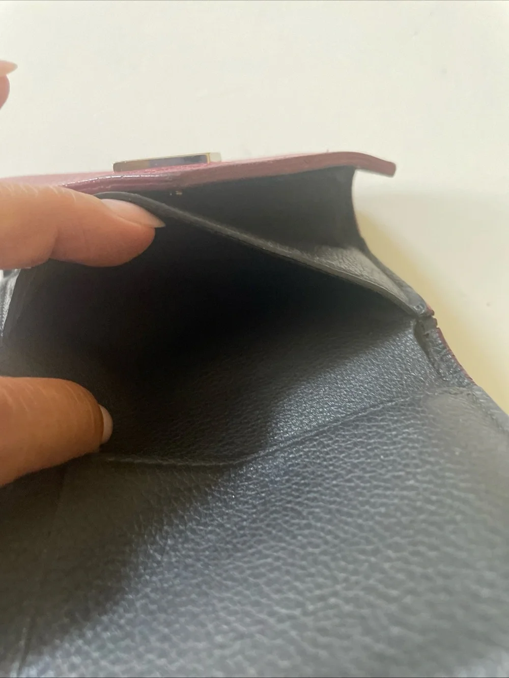 Louis Vuitton Burgundy and Cream Envelope Card Wallet